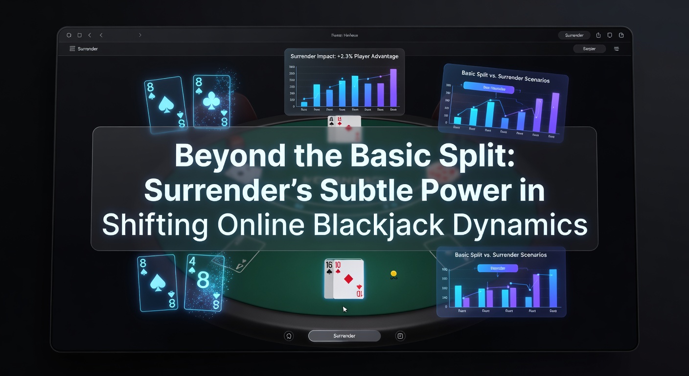 Blackjack-Tisch mit Surrender-Option in einem Online-Casino, wo ein Spieler vor einer schwierigen Hand kapituliert