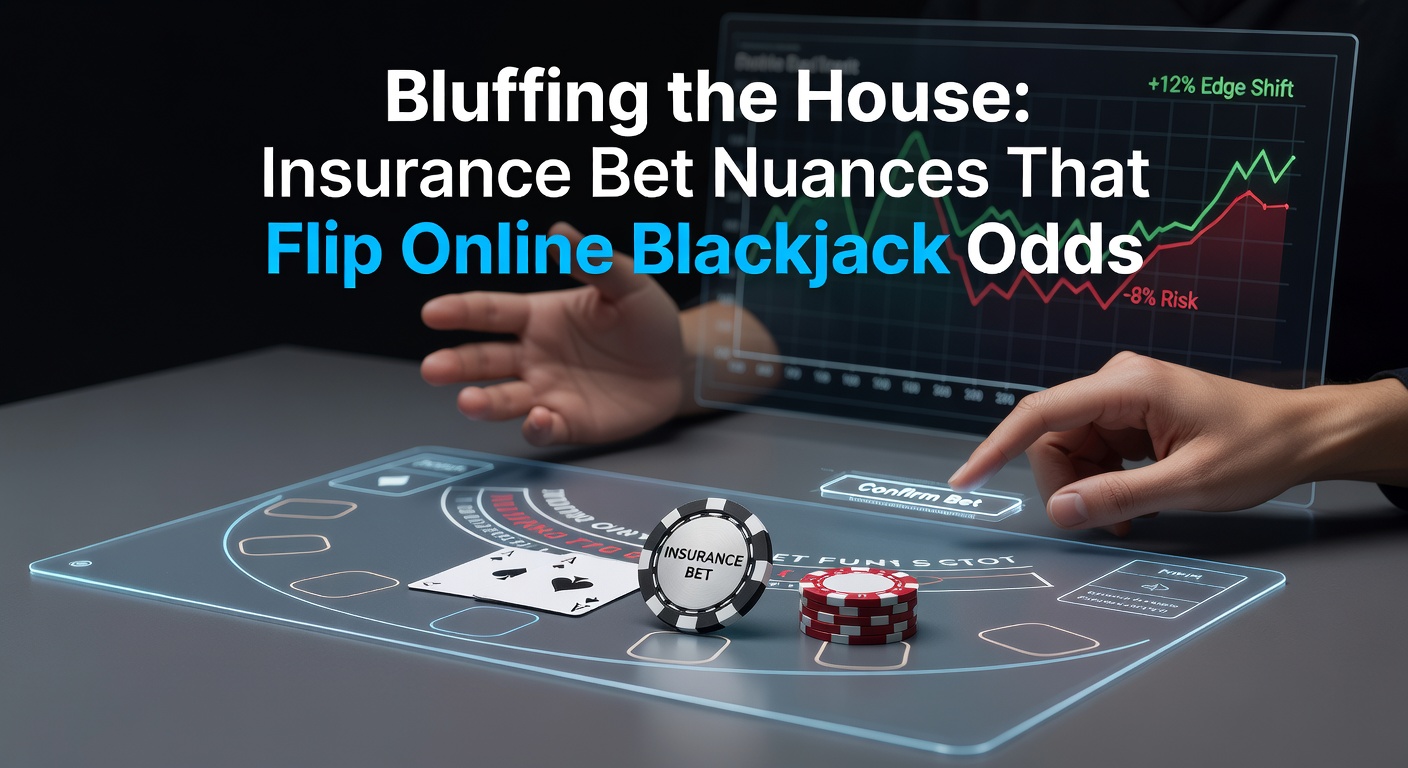 Ein Blackjack-Tisch mit sichtbarer Insurance-Wette und Dealer-As im Online-Casino-Umfeld, das die strategischen Nuancen hervorhebt