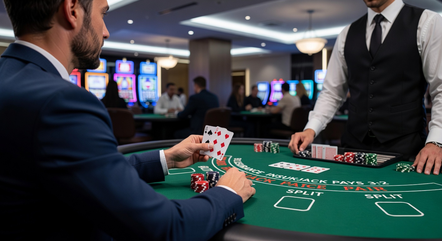 Nahaufnahme einer Basic-Strategy-Tabelle für Splits, mit hervorgehobenen Feldern für Asse und Achten gegen verschiedene Dealer-Karten